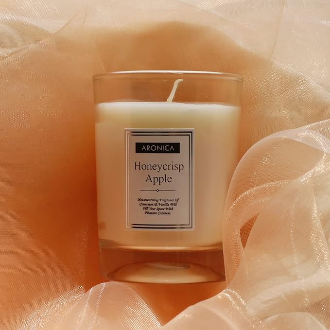 Aronica Fresh Fruity Candles Gift Set - Honeycrisp Apple, Peach Nectar, Cinnamon Vanilla, Baby Shower Game Prizes for Women Friend, Fall Candle Set for Autumn Gifts