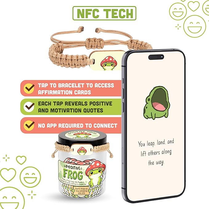 60 Positive Frog Cards Jar, Affirmation Cards for Women, Emotional Support Frog, Frog Gifts for Women, Teens, Frog Gifts, Frog Themed Gift, Positive Frog