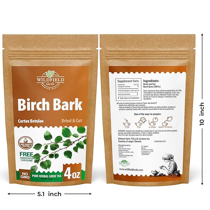 4 oz. Birch Bark Herbal Tea (Betulae Gemmae) – 113g Dried Birch Bark Herb Tea Corteza de Abedul