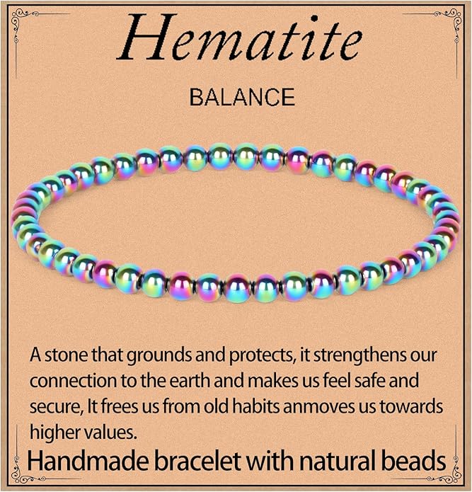 LPBeads Handmade Natural Gemstone Stretch Elastic Bracelet Healing Crystal Round Stone Beads Jewelry Gifts for Women Men