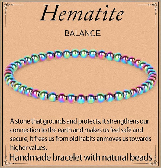 LPBeads Handmade Natural Gemstone Stretch Elastic Bracelet Healing Crystal Round Stone Beads Jewelry Gifts for Women Men