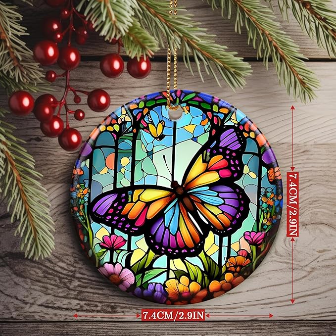 Colorful Ceramic Butterfly Christmas Ornaments - Butterfly Lovers' Gift, Christmas Decor & Tree Ornaments