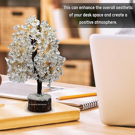 Amazing Gemstone Crystals and Healing Stones Birthday Gifts for Women - Clear Quartz Crystal Tree of Life Home Decor Stocking Stuffers, Bookshelf, Room, Meditation Gift for Mom Unique Birthday Gifts