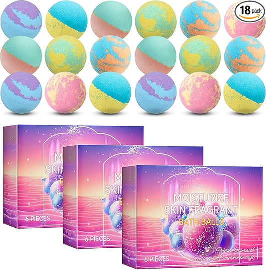 18PCS Bath Bombs Gift Set,Moisturizing Bubble Bath Bomb,Organic Bath Bombs for Women and Men,Relaxing Handmade Body Bath Ball,Gentle Bathbombs,Gift Idea for Birthday