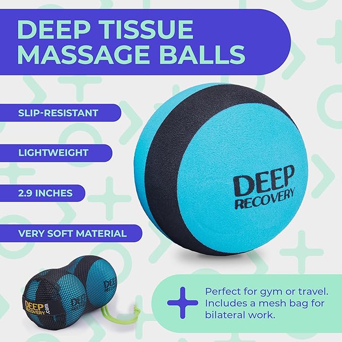 Deep Recovery Yoga Deep Tissue Massage Ball Set – Gentle Myofascial Release Balls for Feet, Back, Neck, Legs & Arms – Trigger Point & Mobility Therapy (2-Pack)