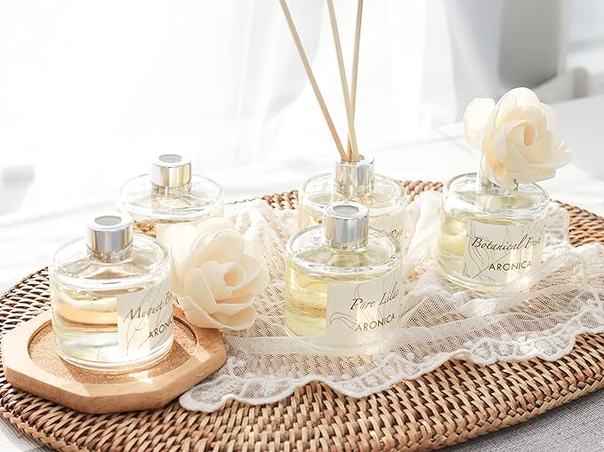 Aronica Mini Diffuser 40 ml – Botanical/Pomegranate (Desk/Office Decorative Diffuser) • Natural Oils & Sola Flower Design • Home Fragrance Gift for Small Rooms