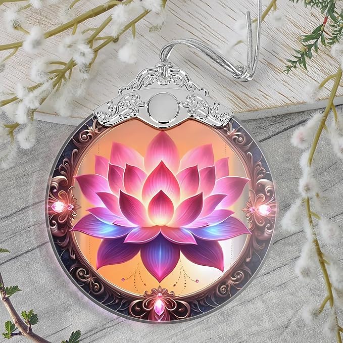 Christmas Ornament, 2025 Ornaments for Christmas Tree, Stained Glass Hanging Ornament, Holiday Ornaments, Unique Gift Idea - Lotus