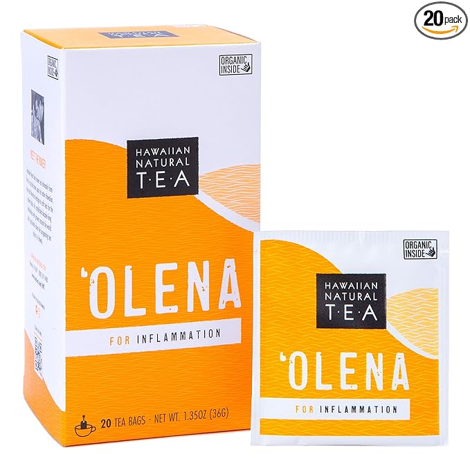 Olena Turmeric Tea, Herbal Green Tea Blend, All-Natural and Antioxidant-Rich For Wellness with Ginger and Black Pepper, Vegan and Keto-Friendly, 20 Bags - Hawaiian Natural