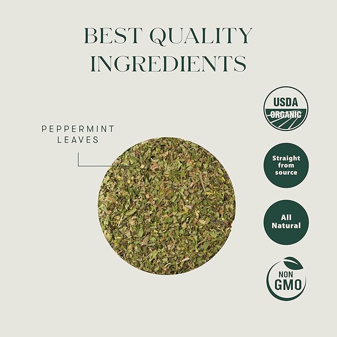 Luxmi Estates Purely Peppermint 50 Tea Bags (100g) Pack | USDA Certified Organic Herbal Tea | Mint Tea Best for Night Time | 50 Cups Bulk Pack