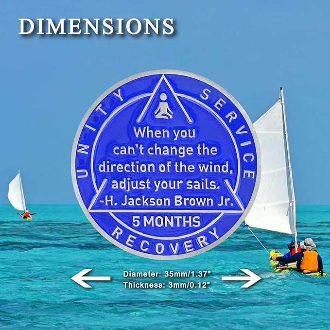 5 Monthly Sobriety Coin Sobriety Chips AA Chip AA Coins Sober Token Recovery Medallion NA Chips NA Coins from 1 to 12 Months Plastic case Included-Baking Paint Process