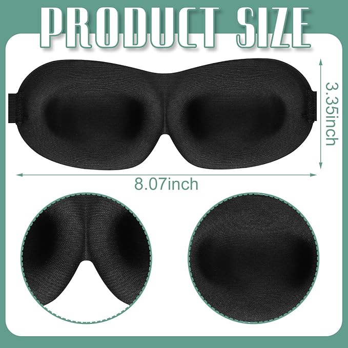 8 Pcs Sleep Eye Mask 3D Contoured Eye Mask Blackout Eye Covers for Sleeping with Adjustable Strap Block Out Light Night Blindfolds Soft Comfy Eye Shade for Women Men(Medium,Classic Colors)