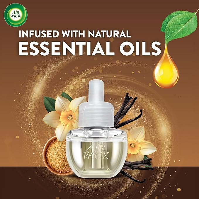 Air Wick Plug in Scented Oil Refill, 5 ct, Brown Sugar and Vanilla, Air Freshener, Essential Oils, Fall Scent, Fall decor