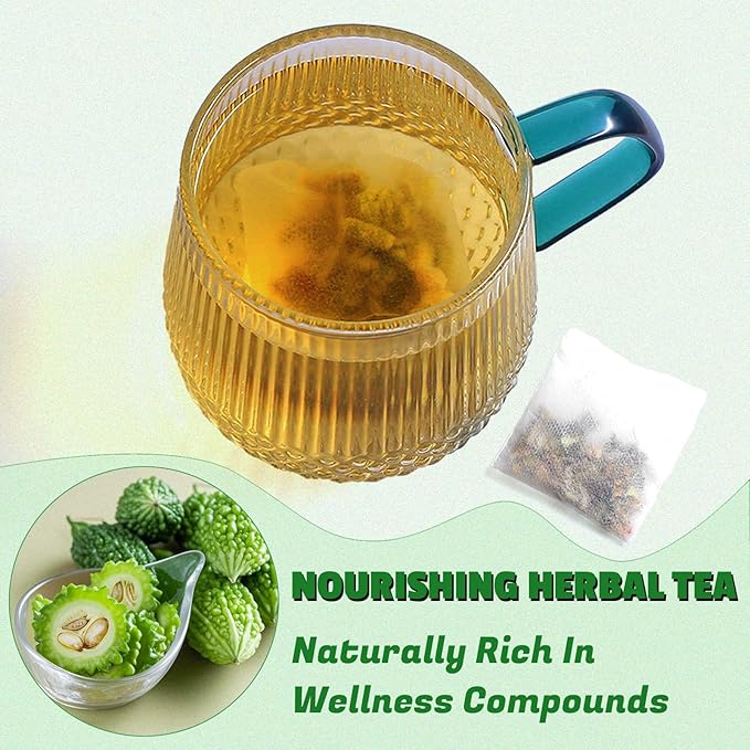 Jarteela - Bitter Melon Tea Bags - 2g x 50 Count - Premium Dried Momordica Charantia - Non-GMO - Caffeine-free - Natural Wellness Herbal Tea for Digestive Support