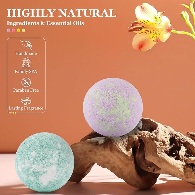 Bath Bombs for Women Gift Set, 50 Pcs Natural Organic Bubble Bathbombs with 10 Rich Scents, Handmade Bubble Bath & Fizzy, for Bubble Bath Spa, Christmas, Birthday, Valentine's, Present Giving