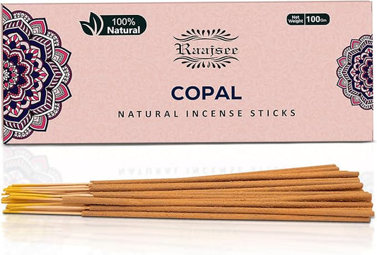 100% Natural Copal Incense Sticks 100 gm Pack, Charcoal Free –– Organic Non Toxic Insence Sticks, Made with Flowers - Meditation Gifts for Spiritual Cleansing