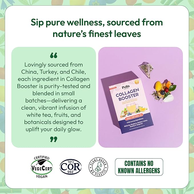 White Tea, Blueberry, Rosehip, Lemon, Tangerine, and Botanical Extracts Herbal Drink – Vegan, Kosher – Non-GMO & Low-Caffeine – Rich in Antioxidants – Breakfast Beverage for Healthy Glow (25 Tea Bags)