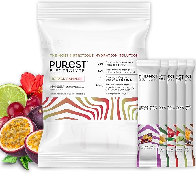 Know Brainer Purest Electrolyte Variety Pack – Whole Food Hydration - Organic Freeze-Dried Fruits and Solar Sea Salts for Ultimate Electrolyte Balance