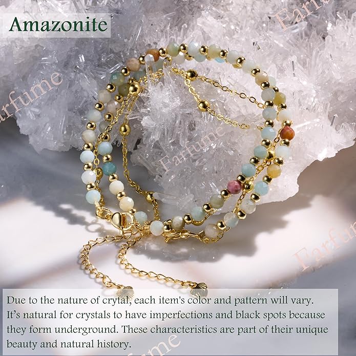 Farfume Crystal Bracelet Beaded Bracelets for Women 4mm Natural Stone Beads Gemstone Handmade Anxiety Jewelry Gifts