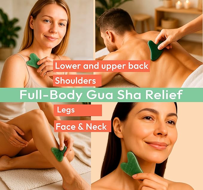 Jade Gua Sha Facial Tool - 100% Natural Xiuyan Jade Authentic Stone for Face Sculpting, Puffiness Relief, Lymphatic Drainage & Skin Glow