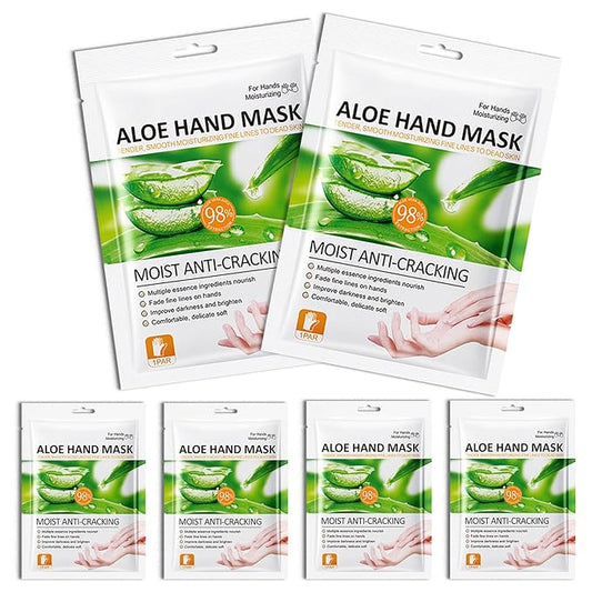 Hand Masks, 6 Pairs Hydrating Exfoliating Hand Peeling Mask, Smooth Hand Masks Moisturizing Gloves Overnight for Dry, Rough, Cracked Hands, Hand Skin Moisturizer Glove for Women Men（N