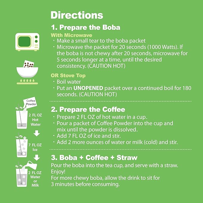 J WAY Instant Vietnamese Coffee Kit with Authentic Brown Sugar Tapioca Boba, Ready in Under One Minute, Paper Straws Included - 3 Servings