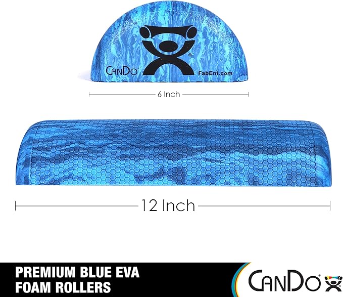 CanDo Premium Blue Marble EVA Foam Roller for Muscle Restoration, Massage Therapy, Sport Recovery and Physical Therapy 6" x 12" Half-Round