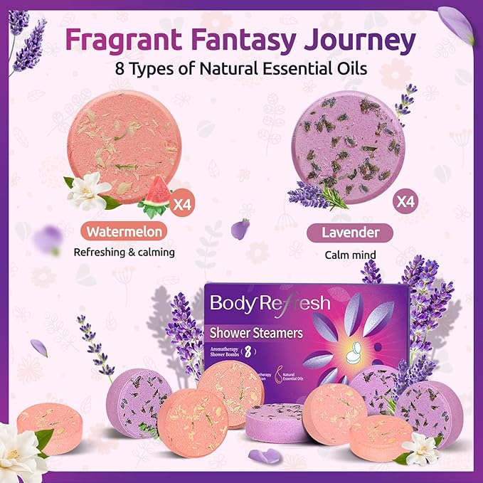 Shower Steamers Aromatherapy - 8 Pack Shower Bombs with Natural Essential Oils, Birthday Gifts for Women Self Care Relaxation Home SPA Stress Relief, Gifts for Girlfriend Teacher Womens Christmas Gift