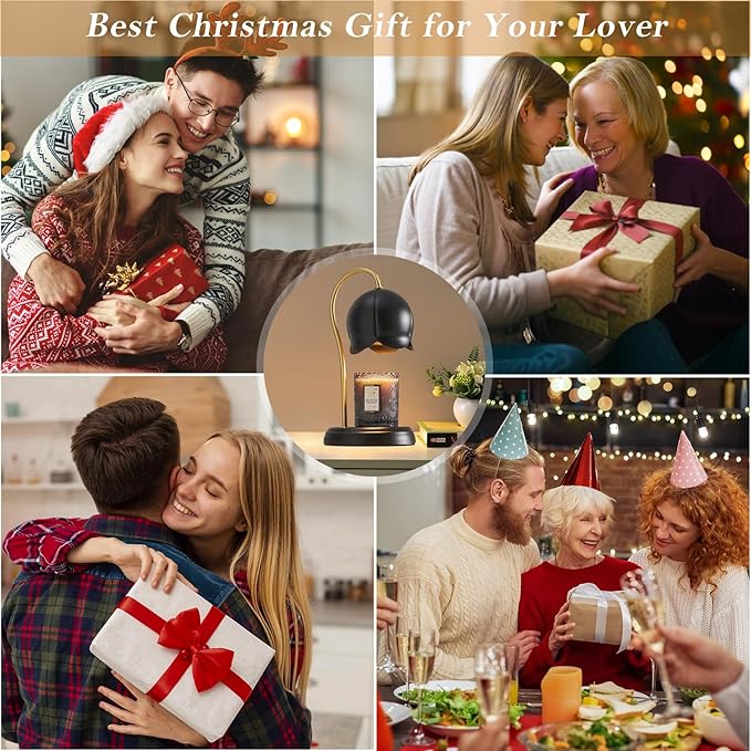 Candle Warmer Lamp Black, Dimmable Scented Wax Melt Warmer with Timer, Lamp Candle Warmer for Womens Gifts, Housewarming Gifts for Home Bedroom Decor, Xmas Birthday Gifts for Mom