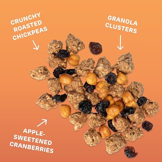 Absurd Snacks Chickpea & Granola Crunch Mix, Nut-Free, Gluten-Free, Plant-Based, Good Source of Protein & Fiber, Top-9 Allergen Free Snack Mix - 8-Pack (1.5 ounce, 8 servings) (8 Pack, Maple Cinnamon)