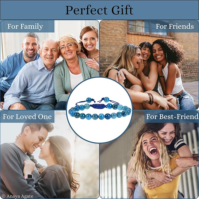 Energy Protection Crystal Handmade Adjustable Bead Bracelet Perfect for Men, Women’s Gift - Gemstone Healing Stretch Bracelet Pulsera Para Hombre Mujer Stocking Stuffer