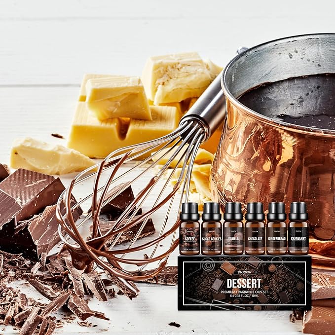 Fragrance Oil Dessert Set, Scented Oil for Soap & Candle Making, Essential Oils for Diffuser-Coffee, Vanilla, Chocolate and More(6 * 10ML), for Halloween, Thanksgiving