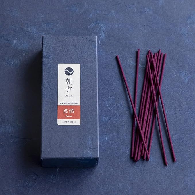 Asayu Japan Incense Sticks with Low Smoke for Morning or Evening Meditation, Relax or Yoga, Made in Japan 40gr - Rose