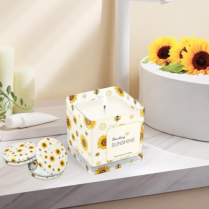 Sunflower Gift Baskets for Women, Sending Sunshine Unique Birthday Cheer Up Box Self Care Package, Get Well Soon Spa Gifts Set Box w/Blanket- Thinking of You Gift for Her, Girls, Women, Sister, Mom