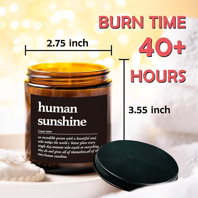 HIWX Human Sunshine Scented Candle - Appreciation Gifts for Teachers, Coworkers - Inspirational Soy Jar Candle Gift Holders - Lavender Scented 8oz