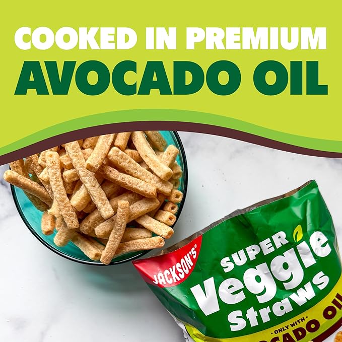 Jackson’s Super Veggie Straws™ Variety Pack (5 oz, Pack of 6) – Ranch, Cheddar, Sea Salt – Gluten Free, Made with Premium Avocado Oil, Veggie Chips, Snack Variety Pack, Veggie Straws Individual Bags