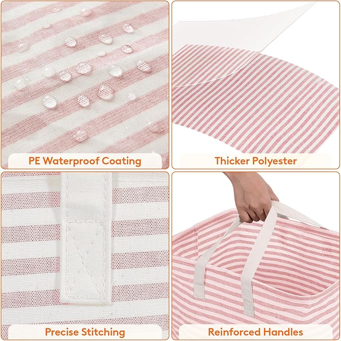 Lifewit 2 Pack Laundry Hamper Large Collapsible Laundry Baskets, Freestanding Waterproof Clothes Hamper with Easy Carry Handles in Laundry Room Bedroom Bathroom College Dorm for Adults, Pink, 2 x 80L