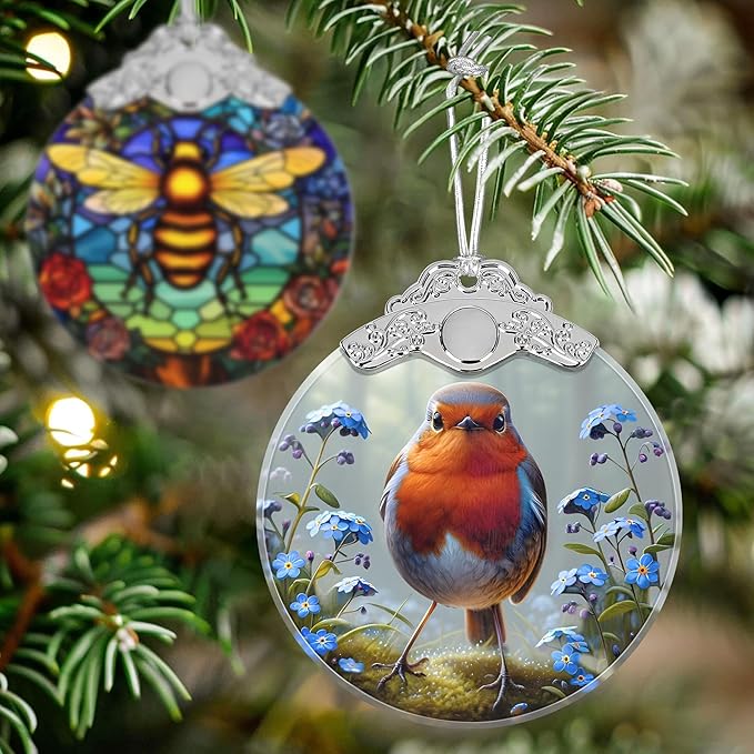 American Robin Stained Glass Orament - Christmas Ornament - Christmas Decorations for Tree - Holiday Present ldeas - Gift Exchange