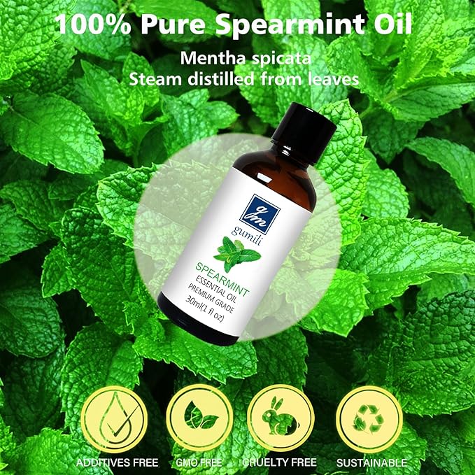 Spearmint Essential Oil 1 Oz, 100% Pure Natural Spearmint Oil, Refreshing Aromatherapy Essential Oils for Diffuser, Face, Skin, Hair Care