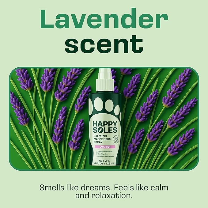 Calming Magnesium Oil Spray for Feet - Relaxing Refreshing Mist with Lavender Oil for Restful Sleep - Paraben Free, Vegan & Cruelty-Free - Fast Absorbing Magnesium Spray to Soothe Soles