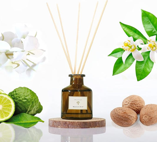 PRISTINE Moroccan Riad/Inspired by Venetian Reed Diffuser for Home | Refreshing Blend of Bergamot, Orange, Earthy Oud Reed Diffuser Set, Oil & Reed Diffuser Sticks | Home & Office Decor