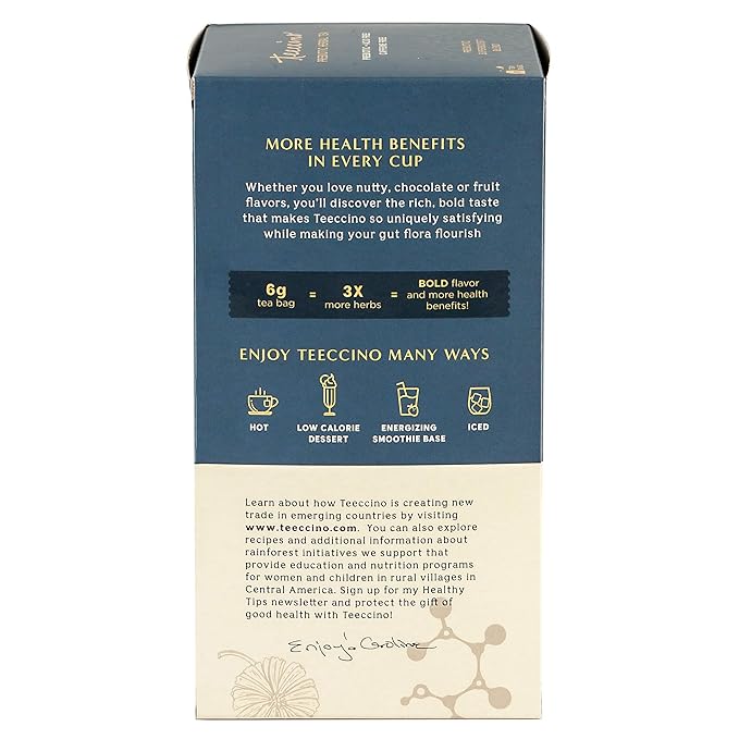 Teeccino Mango Lemon Balm - Prebiotic SuperBoost™ Herbal Tea - Support Your Probiotics with Vegan GOS & Organic XOS For Good Gut Health - Caffeine-Free, 25 Tea Bags