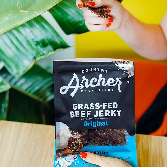 Country Archer Grass-Fed Beef Jerky Variety Pack - Beef Jerky Snack Packs, Beef Jerky Assortment, Jerky Sampler with Original, Mango Habanero, Teriyaki Beef Jerky- 2.5 oz (Pack of 3)