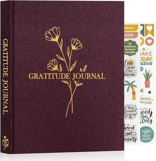 Lanpn Daily Gratitude Journal for Woman Men, 4 Month Mindfulness & Affirmation Planner, 7.8"x9.2" The 5 Minute Grateful Diary, Guided Reflection with Positivity Prompts Undated Notebook, Purple
