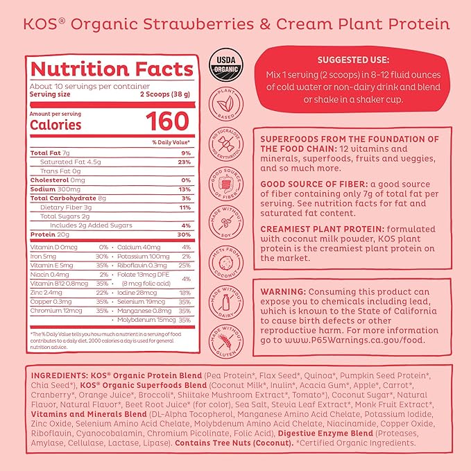 KOS Protein Powder Strawberry Cream 10 Serving