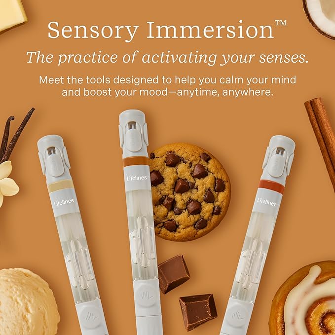 Lifelines Pen Diffuser Set, Favorite Desserts 3-Pack - 1mm Black Ballpoint Pens with Scented Essential Oil Blends – Aromatherapy Diffuser & Sensory Immersion Diffuse Aroma As You Write