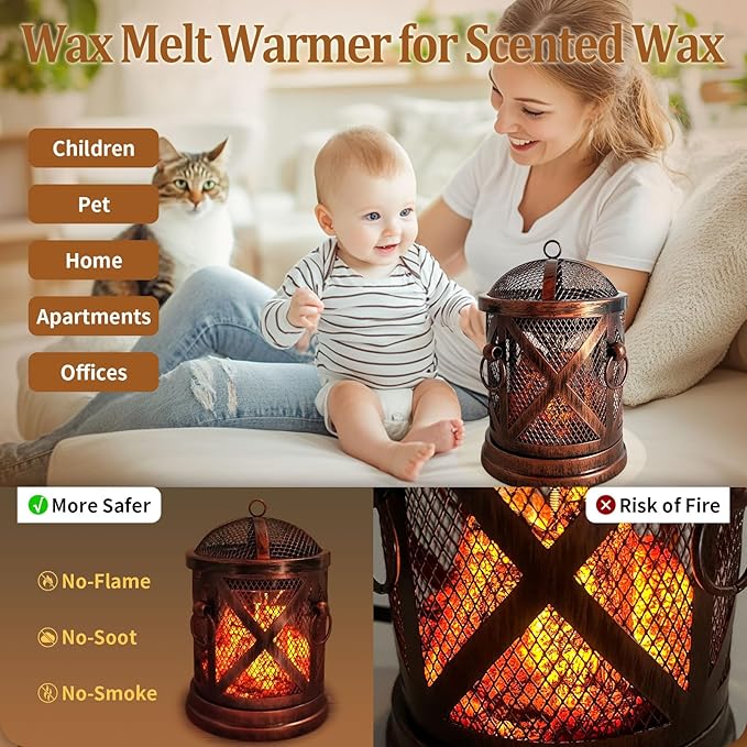 LIFFY Wax Melt Candle Warmer - Electric Melter with Lamp & Timer, Fragrance Warmer, Oil Burner, Aromatherapy Essential for Home & Office, Melt Warmer for Scented Wax Gift & Decor (Copper)