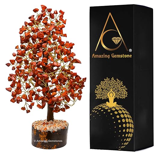 Amazing Gemstone Crystals and Healing Stones Birthday Gifts for Women - Red Jasper Crystal Tree of Life Home Decor Stocking Stuffers, Bookshelf, Room, Meditation Gift for Dad, Unique Birthday Gifts