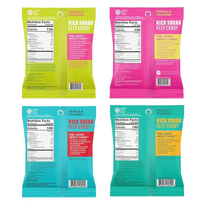 SmartSweets Variety Pack Candy, 1.8oz (Pack of 8), Candy With Low Sugar & Calorie, Healthy Snacks For Kids & Adults - Sweet Fish, Peach Rings, Tropical Sours, Barbie Pink Lemonade Dream