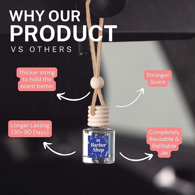 CANDECraftCo Car Air Hanging Fragrance Oil, Car Auto Freshener for Essential Oils, Scents Fragrance Aromatherapy Automobile Diffuser, Long Lasting (Birthday Cake)