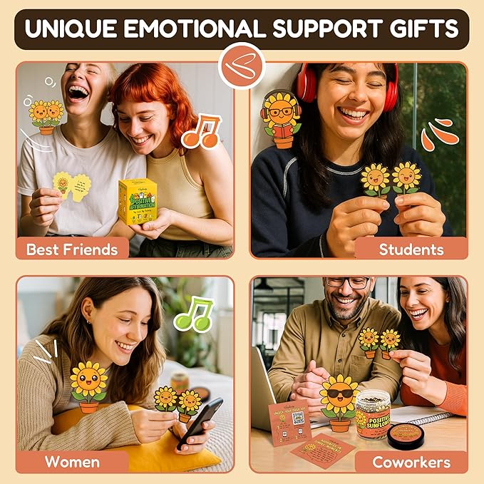 Positive Sunflower Gifts For Women Birthday - Daily Affirmation Cards For Men, Cute Christmas Inspirational Cards, Unique Mental Health Stress Relief Gifts For Coworkers Friend Teen Girls